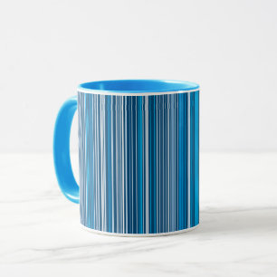 Many multi coloured stripes in the blue frosted gl mug