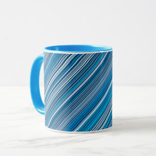 Many multi coloured stripes in the blue frosted gl mug