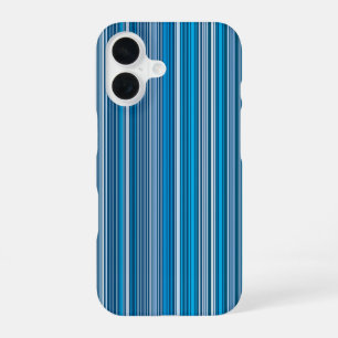 Many multi coloured stripes in the blue iPhone 16 case