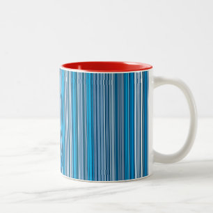 Many multi coloured stripes in the blue Two-Tone coffee mug
