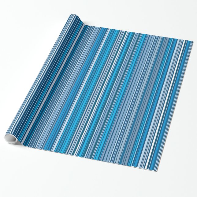 Many multi coloured stripes in the blue... wrapping paper (Unrolled)