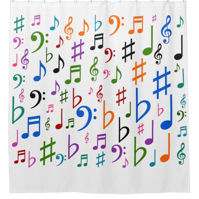 Many Musical Notes and Symbols Shower Curtain (Front)