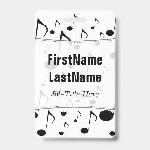 Many Musical Notes Pattern; Personalised Name ID Badge