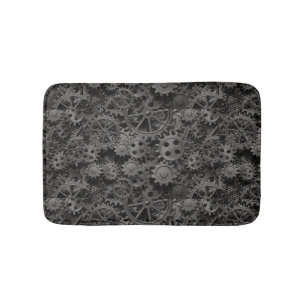 Many old rusty metal gears or machine parts bath mat