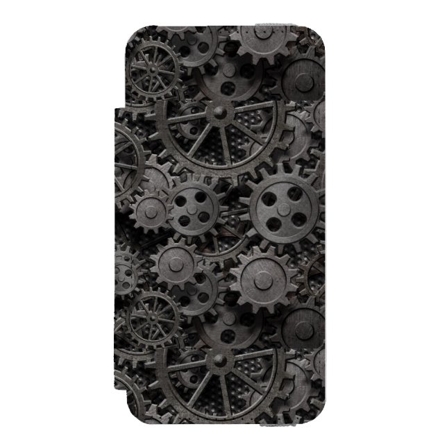 Many old rusty metal gears or machine parts incipio iPhone wallet case (Folio Front)