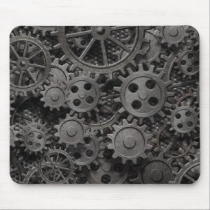 Many old rusty metal gears or machine parts mouse pad