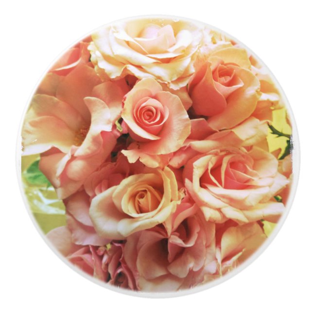 Many pink roses ceramic knob (Front)
