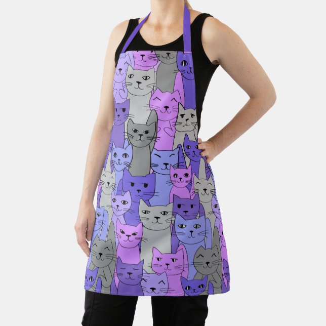 Many Purple Cats Design Apron (Insitu)