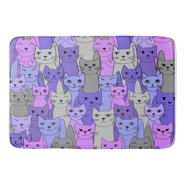 Many Purple Cats Design Bath Mat (Front)