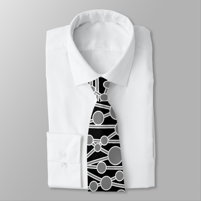 Many Roads II 50%Grey with White on Black Tie (Tied)