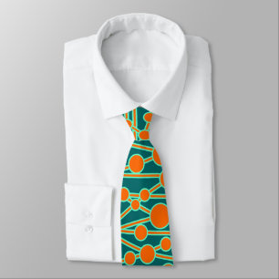 Many Roads II Orange & Turquoise on Teal 006666 Tie