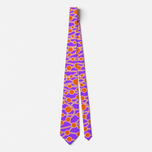 Many Roads II Orange & White on Purple 9933FF Tie (Front)