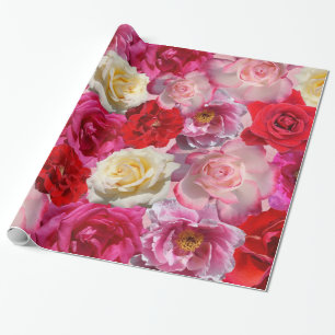 many roses wrapping paper