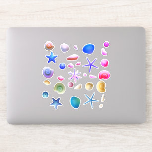Many Small Colourful SHELL Shaped Cut-out Stickers