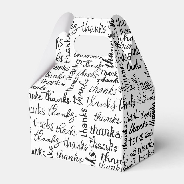 Many Thanks Black Text On White Favour Box (Front Side)