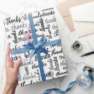 Many Thanks Text On White Wrapping Paper