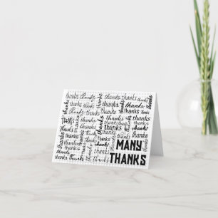 Many THANKS Word Cloud On Gingham Thank You Card