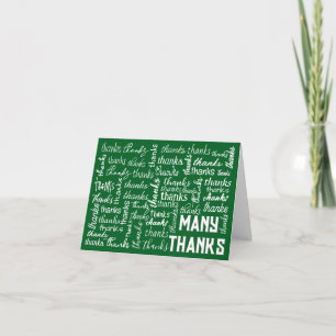 Many THANKS Word Cloud On Green Thank You Card