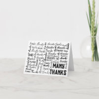 Many THANKS Word Cloud On White