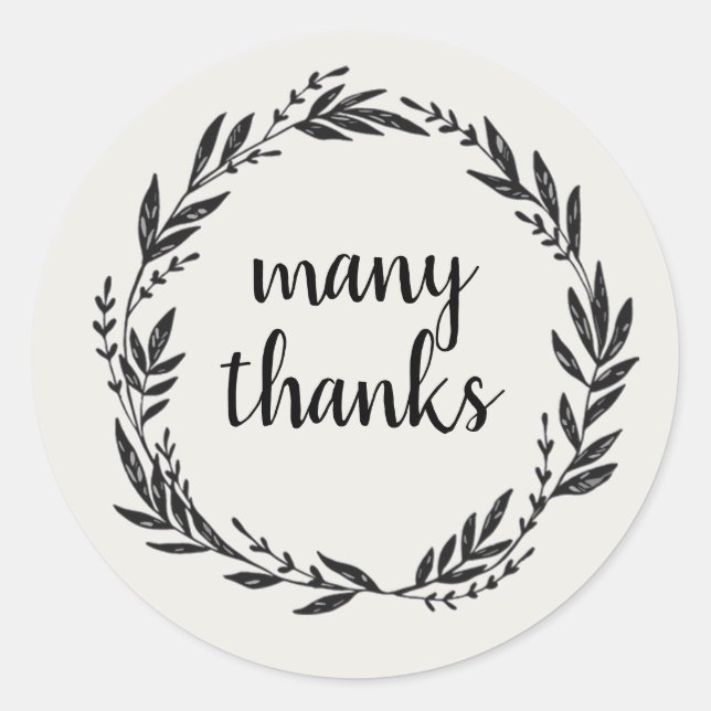 Many Thanks Wreath Harvest Classic Round Sticker (Front)