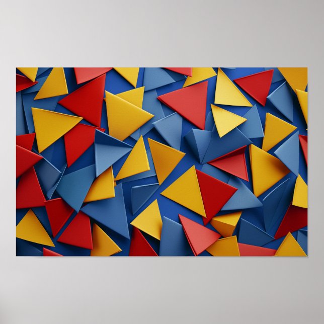 Many triangles in red, yellow and blue poster (Front)