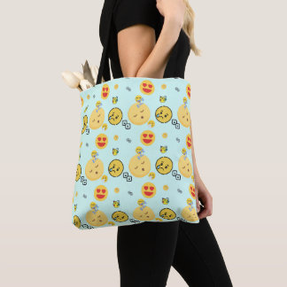  "Many Types of Funy Emoji on Lightsky  Background Tote Bag