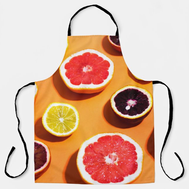 Many variety citrus fruits pattern in sunlight on  apron (Front)