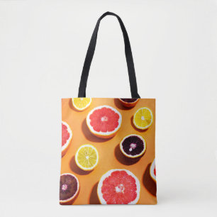 Many variety citrus fruits pattern in sunlight on  tote bag