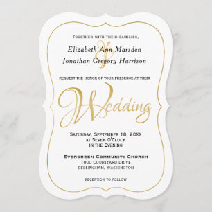 Many Waters Scripture Elegant Formal Gold Script Invitation