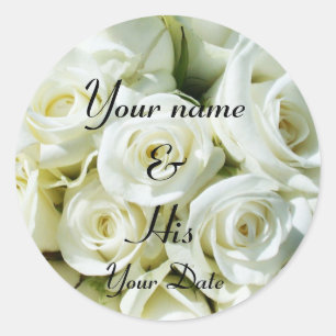 MANY WHITE ROSES CLASSIC ROUND STICKER