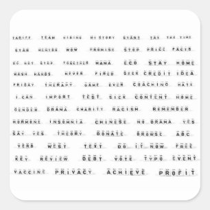 Many words on cubes square sticker