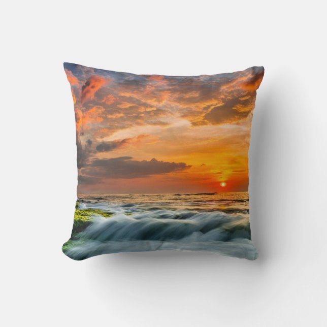 Manyar Beach At Sunrise Cushion (Front)