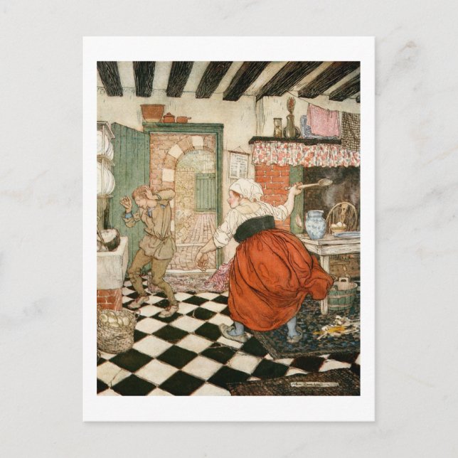 Many's The Beating He Had Postcard (Front)