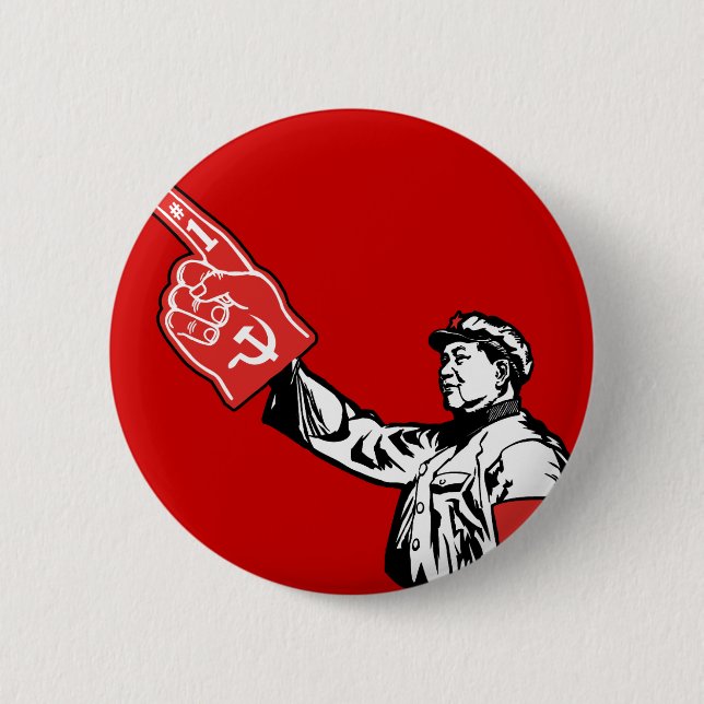 Mao - Communism is #1 6 Cm Round Badge (Front)