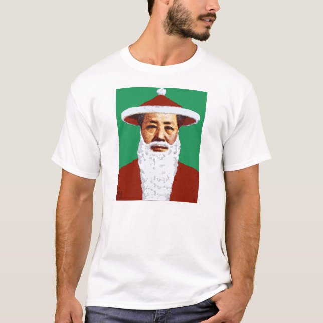 Mao Merry Christmas Chinese Pop Art Santa Claus T-Shirt (Front)