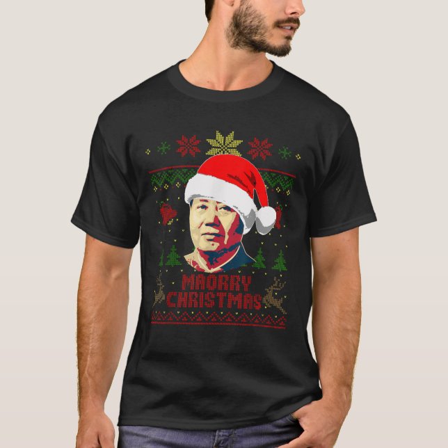 Mao Zedong Funny Christmas  T-Shirt (Front)
