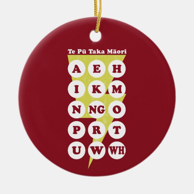 Maori Alphabet Learning Te Reo Ceramic Ornament (Front)