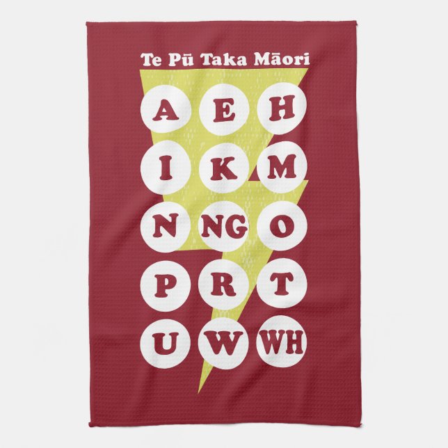 Maori Alphabet Learning Te Reo Tea Towel (Vertical)