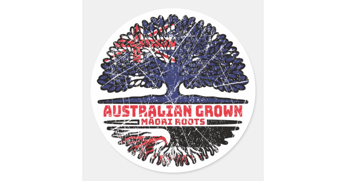 Maori Australian Australia Tree Roots Flag Classic Round Sticker | Zazzle
