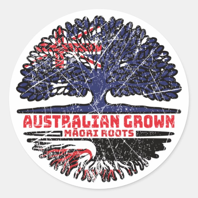 Maori Australian Australia Tree Roots Flag Classic Round Sticker (Front)