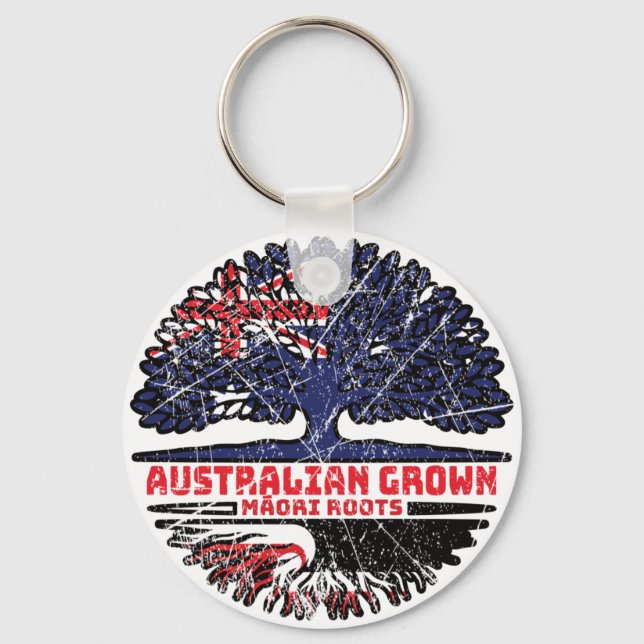 Maori Australian Australia Tree Roots Flag Key Ring (Front)