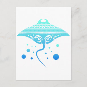 Maori Batoidea Stingray Tribal Tattoo Gift Idea Postcard