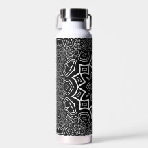maori bw pattern water bottle