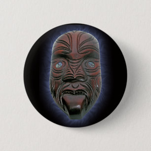 Maori Carved Mask - Button