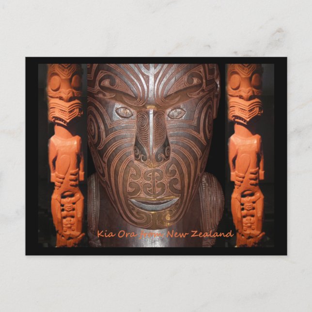 Maori carvings postcard (Front)