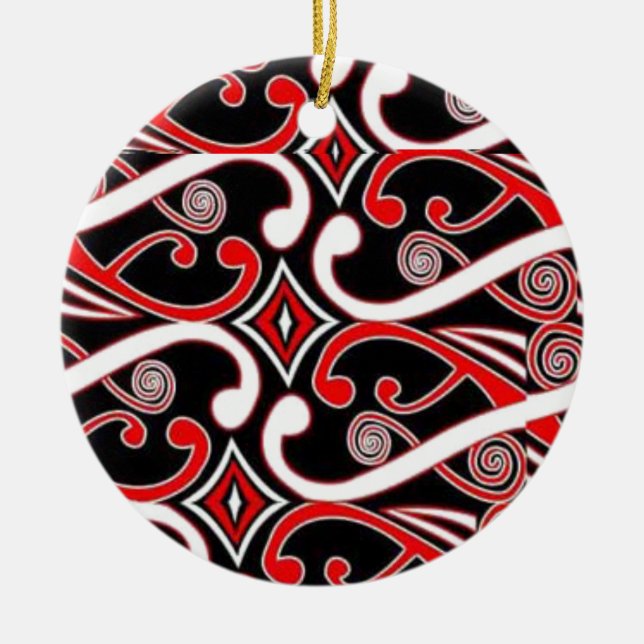 maori designs 2 ceramic ornament (Front)