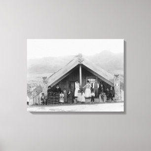 Maori Family at Home PhotographNew Zealand Canvas Print