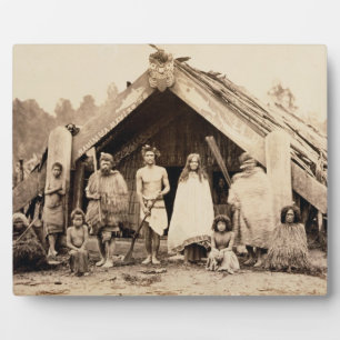 Maori Family, New Zealand, c.1880s (albumen print) Plaque