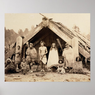 Maori Family, New Zealand, c.1880s (albumen print) Poster