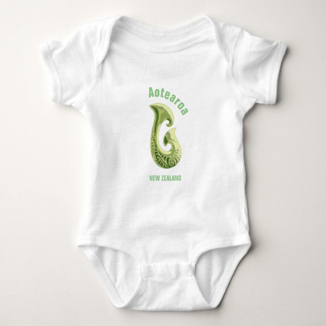 Maori fish Hook (Hei Matau) Baby Bodysuit (Front)